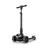 Jetson Scooters - Jupiter Mini 3 Wheel Kick Scooter (Black) - Collapsible Portable Kids Three Wheel Push Scooter - Lightweight Folding Design with High Visibility RGB Light Up LEDs on Stem and Wheels