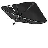 [Upgraded] Nmoiss Windshield Sun Shade Umbrella - [Vinyl Coating Heat Shield] Protect Car from Sun Rays & Heat Damage Keep Cool and Protect Interior, Spring Structure Edge Medium 56" L x 31" W