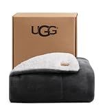 UGG Nita Throw Blanket, Fluffy & Soft Fleece, 50" x 70", Charcoal Grey