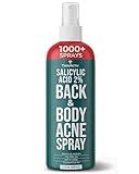 Back Acne Spray, 2% Salicylic Acid (BHA) Body Acne Spray, Fast-Drying Tea Tree Oil + Aloe Mist for Back, Chest, Shoulders & Butt, 4 fl oz