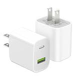 2 Pack USB C Charger Block, Dual Port Type C Wall Charger Charging Power Adapter Cube for iPhone 14/14 Pro/14 Pro Max/14 Plus/13/12/11, XS/XR/X, iPad, Samsung, More