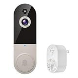 1080P Video Doorbell Camera Wireless, Cloud Storage, Live View, 2-Way Talk, Night Vision, 2.4Ghz WiFi Only, Indoor Surveillance, Real-Time Alert (Linen)