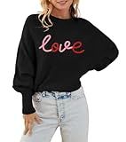 Scgirl Womens Merry Christmas Sweaters Long Batwing Sleeve Sweater Loose Fit Pullover Top Sweaters (L,26va Black)