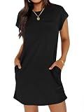 Wenrine Women's Summer T Shirt Dress Mini Dresses Short Sleeve Sundresses