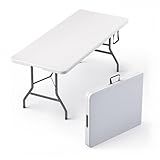 6 Feet Foldable Table with Built in Handle & Steel Legs | Heavy Duty Portable | Perfect for Party, Dining, Wedding, Events, Picnic Indoor, Outdoor, Camping, Utility, Folding