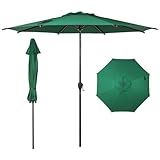 Abba Patio 9FT Lyon Outdoor Patio Umbrella Outdoor Table Umbrella with Push Button Tilt and Crank Market Umbrella 8 Sturdy Ribs UV Protection Waterproof for Garden Deck Backyard Pool Dark Green