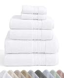 California Design Den 100% Organic Cotton 6 Pc Bath Towel Set, Bright White