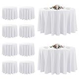 10 Pack White Round Tablecloths, 120 Inch Stain Resistant and Wrinkle Polyester Fabric Washable Table Clothes Cover for Kitchen Dining, Wedding, Reception Banquet, Birthday Party, Buffet Restaurant