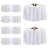 10 Pack White Round Tablecloths, 120 Inch Stain Resistant and Wrinkle Polyester Fabric Washable Table Clothes Cover for Kitchen Dining, Wedding, Reception Banquet, Birthday Party, Buffet Restaurant