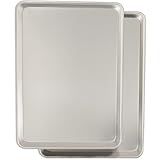 Commercial Quality Baking Sheet Pan Set, Natural Aluminum Cookie Sheet, Umite Chef Warp Resistant Baker's Half Sheet Pan, Large Thick Cookie Tray Pans for Baking, Roasting(2 Pack, 18X13In)