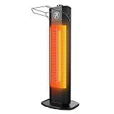 Outdoor Electric Patio Heater, 27-inch Infrared Tower Heater with 1200W Instant Heating, IPX5 Waterproof, Tip-Over & Overheat Protection, Space Heater for Patio Garage Workshop Indoor & Outdoor Use