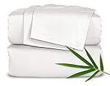 Pure Bamboo King Sheets, Genuine 100% Organic Viscose Derived from Bamboo Bed Sheet Set, Luxuriously Soft & Cooling, Double Stitching, Lifetime Quality (King, White)