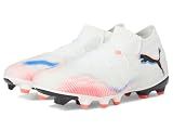 Puma Men's Future Match Firm, Artificial,Ground Soccer Cleats, White-Black-Glowing Red AH25, 9.5