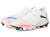 Puma Men's Future Match Firm, Artificial,Ground Soccer Cleats, White-Black-Glowing Red AH25, 8.5