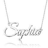 MeMoShe Name Necklaces for Women, Custom Made Nameplate Necklace Dainty Sterling Silver Personalized Gifts for Girlfriend Mother
