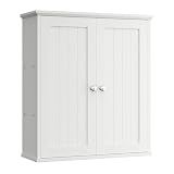 Shintenchi Bathroom Wall Medicine Cabinet with 2 Door, Bathroom Storage Organizer Over The Toilet,Space Saving Storage with 3-Tier Shelves,Solid White