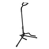 Amazon Basics Height Adjustable Portable Foldable Guitar Stand with Padded Non-Slip Secure Support for Acoustic, Electric, Bass and Banjos, Black