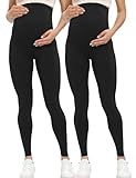 Buttergene Women's Maternity Leggings over the Belly Pregnancy Active Wear Workout Yoga Tights Pants
