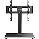 Perlegear Universal Swivel TV Stand Base for 32–70 inch TVs, Height Adjustable Table Top TV Stand Mount with Tilt, Tempered Glass Base, Holds up to 88 lbs, PGTVS26