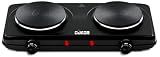CUKOR Electric Burner, 1800W Hot Plate Electric Cooktop with 2 Cast Iron Burners, Portable Electric Stove for RV, Dorm, Office & Home, Countertop Double Burner