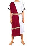 EAWIN Halloween Costumes for Men Deluxe Classic Toga Costume Set Tunic,Belt,Red Wine Roman Costumes