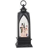 Eldnacele 12” Christmas Snow Globe Lantern Snowman with Music & Timer, USB Lined/Battery Operated Lighted Water Glittering Lantern for Christmas Festival Decoration Gifts – Snowman