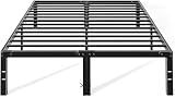 OLIXIS 14In Metal Queen Bed Frame with Storage Space, No Box Spring Needed with Sturdy Steel Slat Support, Heavy Duty and Easy Assembly, Platform Bed for Bedroom, Black