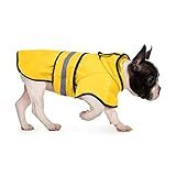 HDE Dog Raincoat Jacket Reflective Adjustable Hooded Pet Poncho Rain Coat with Leash Hole for Small to X-Large Dogs Yellow - S