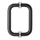 Kolet Shower Door Handle, 6 Inch Center to Center, Round Tube, Matte Black