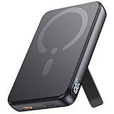 for Magsafe Portable Charger, 12000mAh Wireless Magnetic Power Bank with Stand and USB C in/Out Fast Charging, for Magsafe Battery Pack Compatible with iPhone 15/14/13/12 Pro/Pro Max Series-Black