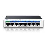 8 Port Gigabit Switch, Easy Smart Managed Ethernet Switch, Network Hub, Ethernet Splitter, Plug & Play, Fanless Metal Design, VLAN, Qos, Support PoE Powered, Desktop or Wall Mount