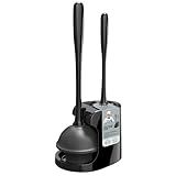 MR.SIGA Toilet Plunger and Bowl Brush Combo for Bathroom Cleaning, Black, 1 Set