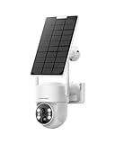 CAMCAMP 2K PTZ Wireless Solar Security Camera Outdoor for Solar Powered Home Security Camera Wireless System, No WiFi Need, Color Night Vision PIR Motion Detection App Alert 2-Way Talk IP66 Waterproof