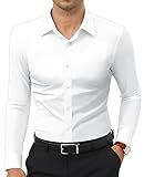 Lion Nardo Slim Fit White Dress Shirt for Men Wrinkle Free Mens Dress Shirts Long Sleeve Tall Muscle Fit Button Up Shirt