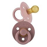 Itzy Ritzy Natural Rubber Newborn Pacifiers (Set of 2) – Baby Pacifiers with Cherry-Shaped Nipple & Large Air Holes for Added Safety; Set of 2 Binkies in Blossom & Rosewood (Ages 0 – 6 Months)