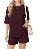Ekouaer Women's Two Piece Lounge Set Oversized Boxy T-shirt Casual Short Sets Summer Travel Matching Set 2026 Fashion