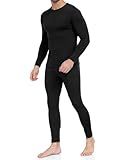 WEERTI Thermal Underwear for Men Long Johns with Fleece Lined Base Layer Men Cold Weather Top Bottom-Black L