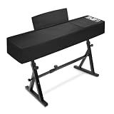 Explore Land 88 Keys Digital Piano Dust Cover with Music Stand Opening and Pockets - Waterproof Leatherette Electronic Keyboard Cover Fits for Most Piano(Black)
