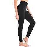 Leafigure High Waisted Leggings for Women- Soft No See-Through Yoga Pants for Gym Workout Running Black L-XL