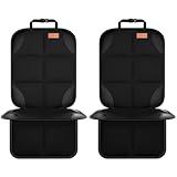 SMART ELF Car Seat Protector, 2Pack Seat Protector Protect Child Seats with Thickest Padding and Non-Slip Backing Mesh Pockets for Baby and Pet,Sedan SUV Truck (Black)