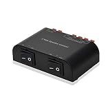 A ADWITS 2-Channel Speaker Switcher Selector Box with Terminal Claps 150W RMS per Channel, Black