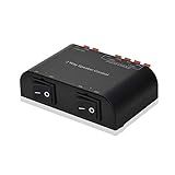 A ADWITS 2-Channel Speaker Switcher Selector Box with Terminal Claps 150W RMS per Channel, Black