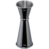 Jigger for Bartending, Briout Double Cocktail Jigger Japanese Premium 304 Food Grade Stainless Steel Jigger 2 OZ 1 OZ with Measurements Inside, Black