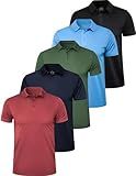 OYGSieg 5 Pack Polo Shirts for Men Quick Dry Short Sleeve T-Shirts Performance Mens Golf Shirts for Work Athletic D 2XL