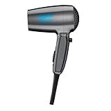 Conair Travel Hair Dryer with Dual Voltage, 1875W Compact Blow Dryer with Folding Handle, Gray