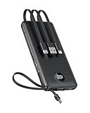 VEEKTOMX Portable Charger with Built-in Cables 10000mAh Power Bank for iPhone Slim Fast Charge USB C Battery Pack Travel Essentials Powerbank Compatible with iPhone, Samsung, Android, etc