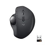 Logitech MX Ergo Wireless Trackball Mouse, Ergonomic Design, Move Content Between 2 Windows and Apple Mac Computers (Bluetooth or USB), Rechargeable