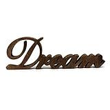 CVHOMEDECO. Rustic Vintage Distressed Wooden Words Sign Free Standing "Dream" Tabletop/Shelf/Home Wall/Office Decoration Art, 14 x 4-1/4 x 1 Inch