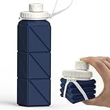 BEAUTAIL Collapsible Water Bottles 20.6oz, Silicone Foldable Portable Travel Water Bottle, Lightweight Reusable Leakproof for Traveling Camping Hiking Cycling Yoga Sports Outdoor, 1 Pack (Dark Blue)