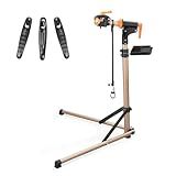 teraysun Bike Repair Stand (Max 99lbs) - Aluminum Alloy Foldable Bike Workstand with Tool Tray , Shop Home Mechanics for Mountain Bicycle and Road Bike